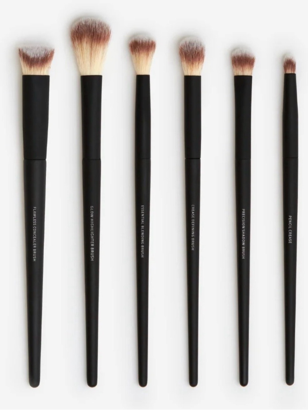 Lithe Professional 6-Piece Makeup Brush Set - Black Handles, Beige Bristles